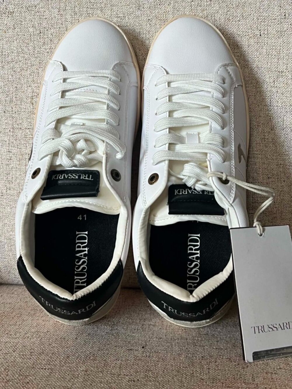 NWT Trussardi Ector Low-Top Sneaker White/Black Size 41